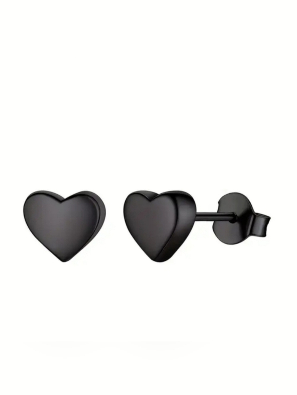 Black Titanium Steel Heart Stud Earrings